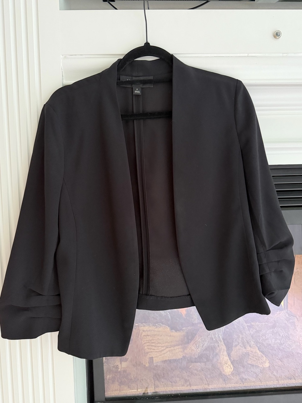 Ann Taylor Factory Black Open-Front Cropped Blazer